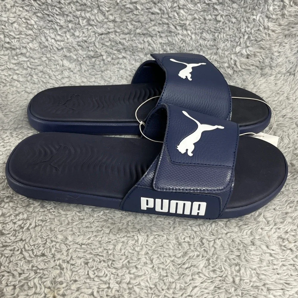 Puma Starcat Tech Men 12 Navy White Adjustable Slide Sandals